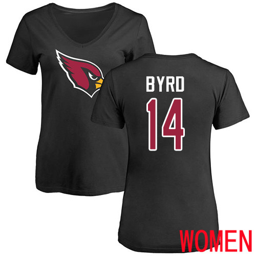 Arizona Cardinals Black Women Damiere Byrd Name And Number Logo NFL Football #14 T Shirt